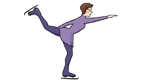 eine Eiskunstläuferin im violetten Kostüm