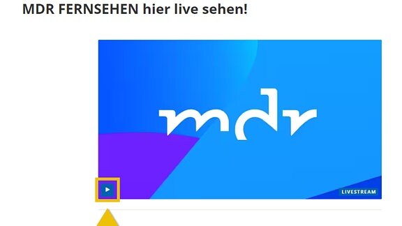 Das Bild zeigt einen Screeshot von mdr.de. Zu sehen ist ein Video-Fenster mit einer Play/Pause-Taste am linken unteren Rand des Fensters.