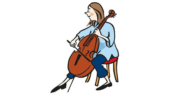 Zeichnug: Eine Frau spielt auf einem Cello