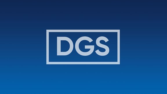 weiße Hände auf blauem Grund mit den Buchstaben DGS