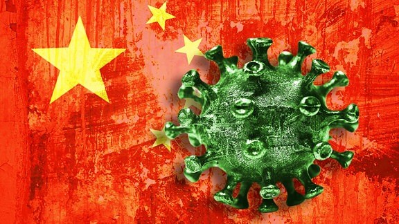 Coronavirus auf chinesischer Fahne