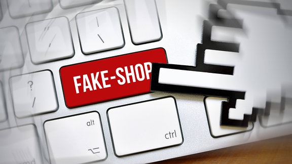 Computertaste mit der Aufschrift Fake-Shop