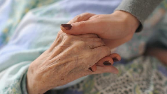 Hände einer alten und einer jungen Frau