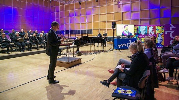 Auftaktveranstaltung zu "Schütz macht Schule" im MDR-Orchestersaal.