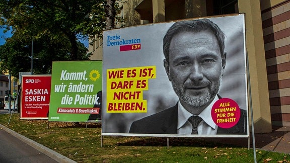 Wahlplakate zur Bundestagswahl im September 2021