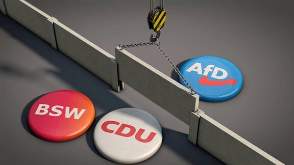 Brandmauer gegenüber der AfD Symbolbild zum Thema Ausgrenzung, keine Zusammenarbeit mit der AfD 