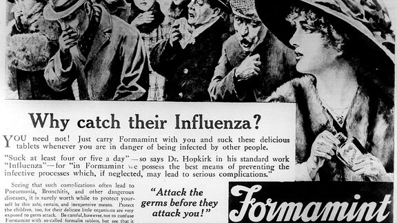 Alte Werbung für das Grippemittel Formamint von 1918