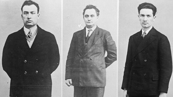 Wassil Konstaninoff Taneff , Georgi Dimitroff und Blagoi Siminoff Popoff 