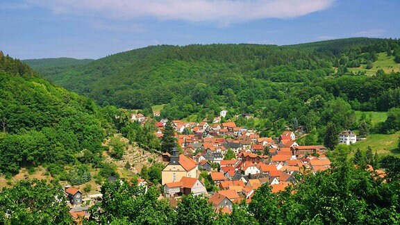 Blick auf Steinbach, bei Bad Liebenstein im Thüringer Wald