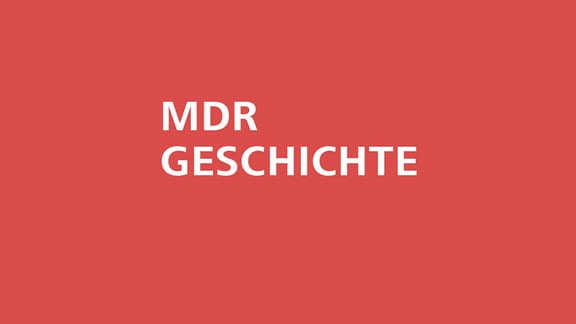 Weißer Schriftzug MDR Geschichte auf orange