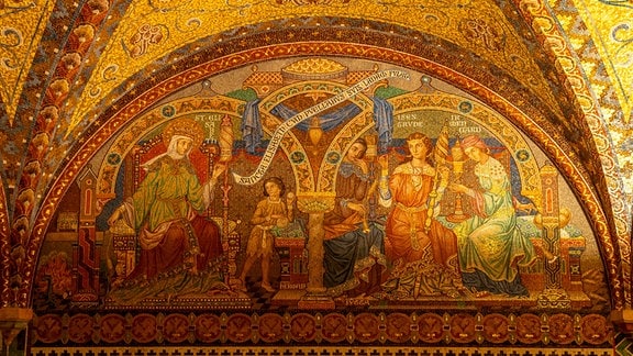 Glas Mosaik der Elisabethkemenate, mittelalterliches Frauengemach in der Wartburg in Eisenach.