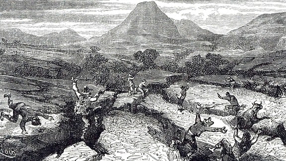 Illustration des Erdbebens in Kalabrien, 1783
