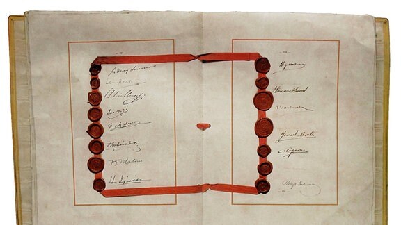 Unterschriften und Siegel auf dem Versailler Vertrag