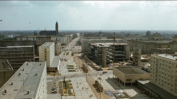 Magdeburg ca. 1969, Stadtansicht von oben.
