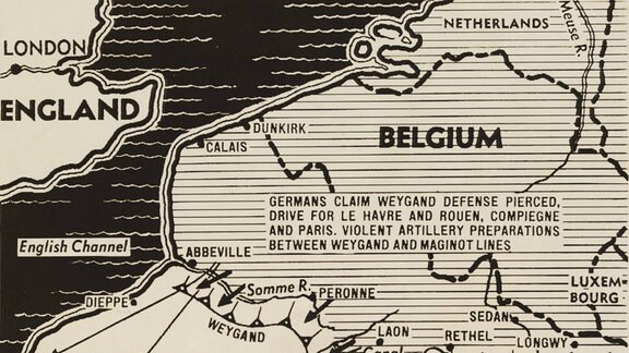 Karte zur Schlacht um Frankreich 1940