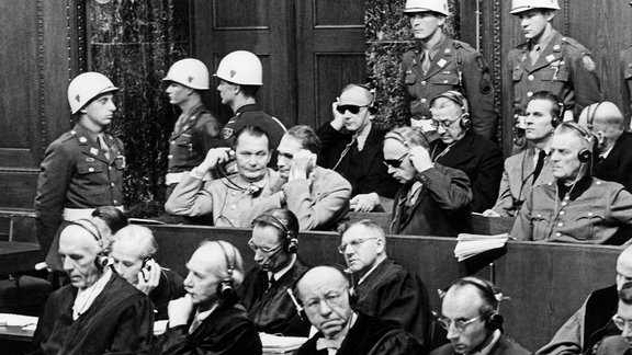 Die Angeklagten im Nürnberger Kriegsverbrecherprozess