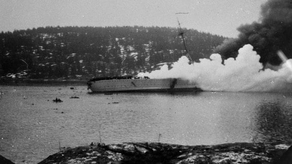 Kreuzer Blücher 1940 nach Torpedotreffer