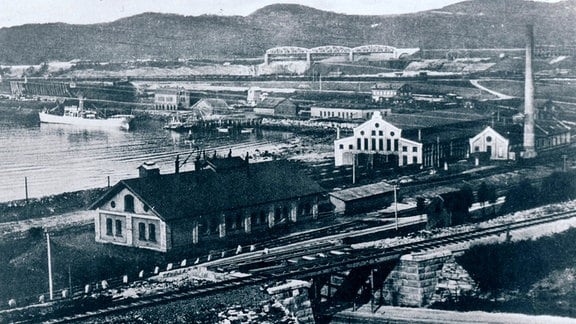 Erzhafen Narvik in Norwegen um 1900.