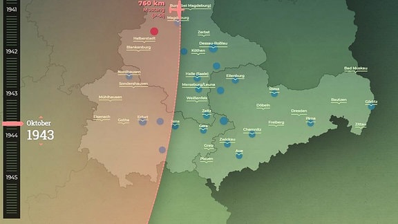 Karte zum Luftkrieg 1943 (Illustration)