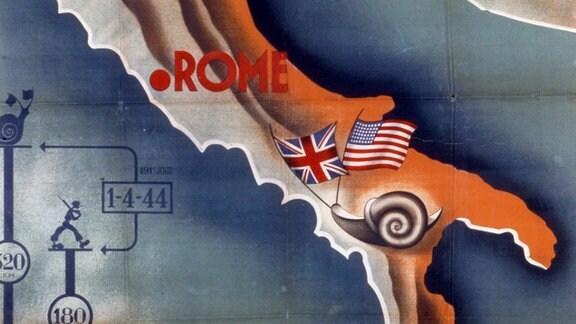 Karikatur "It s a long way to Rome", 1944