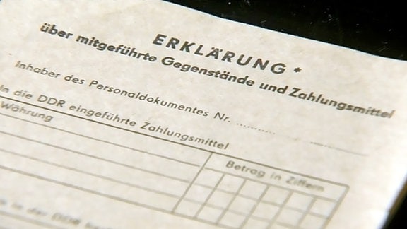 Formular über Waren, die mit in die DDR eingeführt werden
