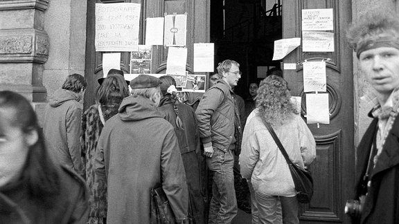 Samtene Revolution in Prag, 1989.