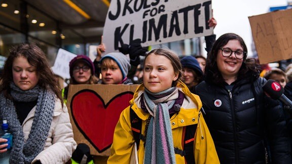 Greta Thunberg bei einem Schulstreik, 2019