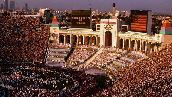 Die Eröffnungszeremonie bei den Olympischen Sommerspielen 1984 in Los Angeles.
