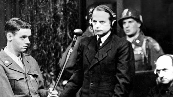 Der SS-Gruppenführer Otto Ohlendorf bei den Nürnberger Prozessen.