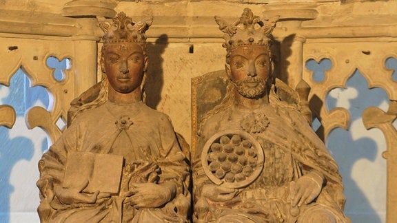 Herrscherstatuen von Kaiser Otto I. und seiner Frau Editha in Magdeburg