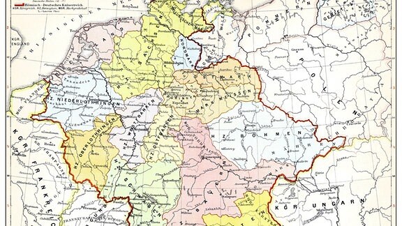 Historische Landkarte von Deutschland und Europa aus dem 10. Jahrhundert