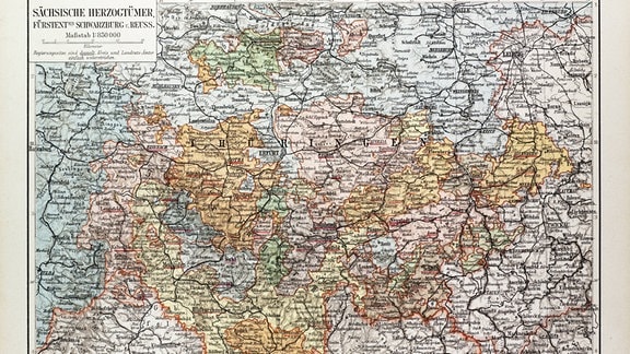Karte Sächsische Herzogtümer in Thüringen, 1899