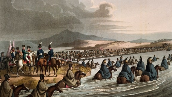 Napoleons Große Armee setzt am 24. Juni 1812 über den Njemen