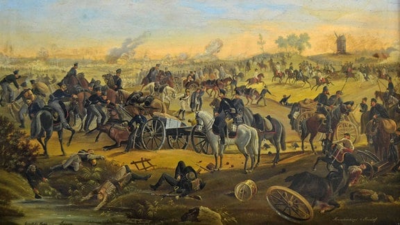 Schlacht bei Leipzig, Friedrich Hanisch, Öl auf Leinwand, 1884