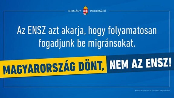 Anti-UN Plakat der ungarischen Regierung.