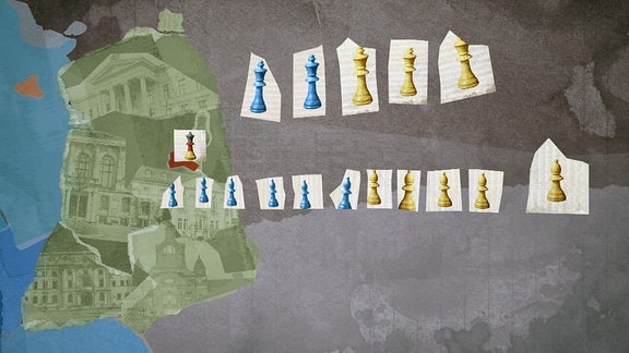 Schachfiguren auf DDR-Landkarte