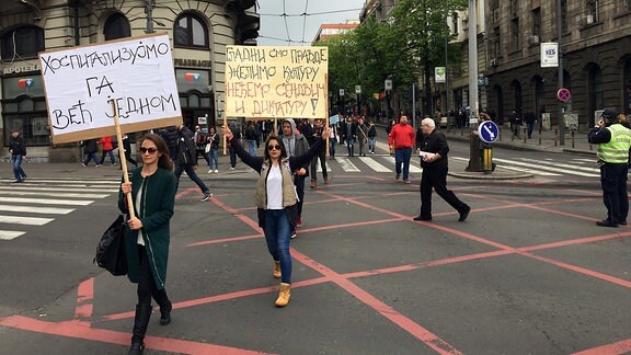 Proteste gegen Aleksander Vucic in Belgrad (Serbien) 