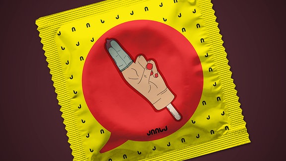 Kondom mit zwei Fingern