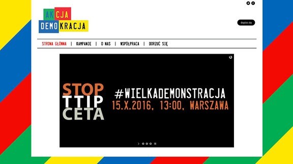 Screenshot einer polnischen Webseite zu STOP - TTIP - CETA.