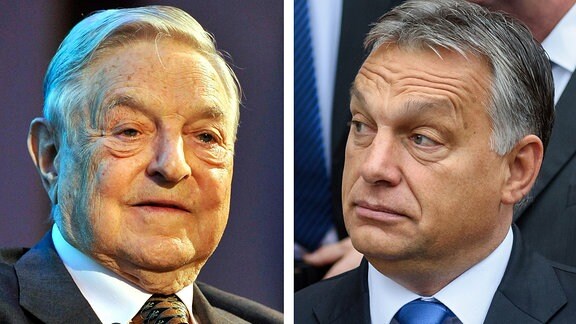 Bildcombo: Viktor Orban und George Soros