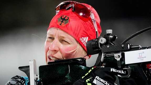 Biathletin Franziska Hildebrand tritt beim Frauenbiathlon über 10km im Alpensia Biathlon Zenter für Deutschland an.