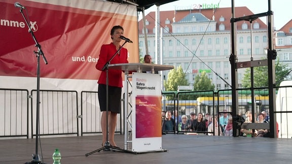 Sarah Wagenknecht bei einem Auftritt in Leipzig.