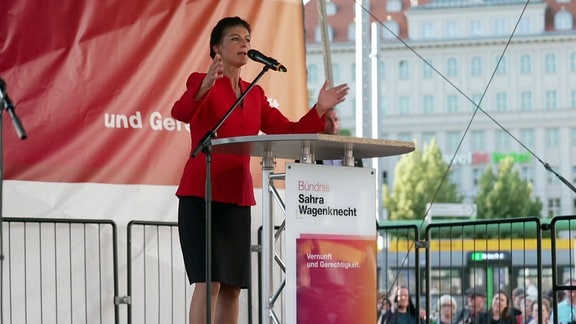 Sarah Wagenknecht bei Wahlkampfveranstaltung