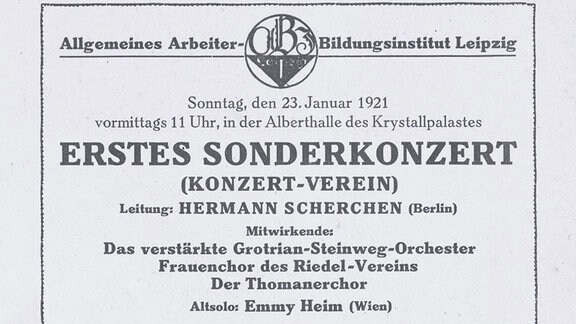 Schwarz-Weiß-Foto des Programmzettels von 1921.