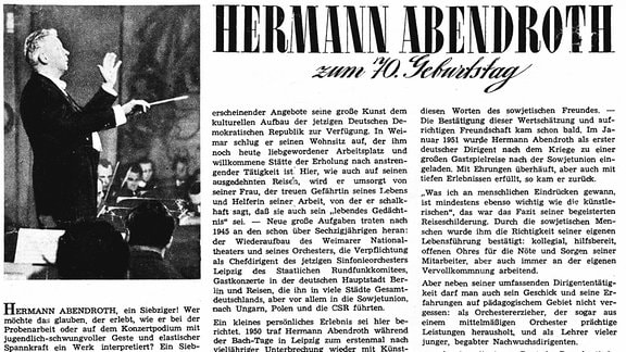 Zeitungsartikel über den Dirigenten Hermann Abendroth.