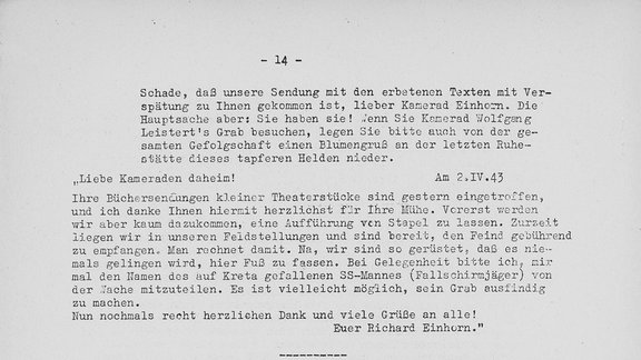 Auszüge aus der Monatsschrift "Das leere Haus", die die Mitarbeitenden des Leipziger Senders während des Krieges über Interna auf dem Laufenden hielt. 