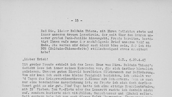 Auszüge aus der Monatsschrift "Das leere Haus", die die Mitarbeitenden des Leipziger Senders während des Krieges über Interna auf dem Laufenden hielt. 