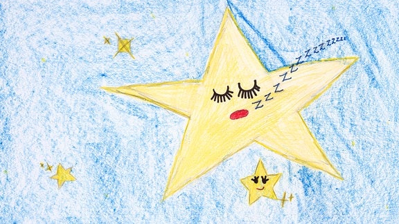 Ein von einem Kind gemaltes Bild zum Schlaflied "Der Abendstern"
