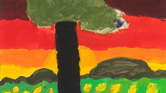 Ein von einem Kind gemaltes Bild zum Schlaflied "Kein schöner Land"