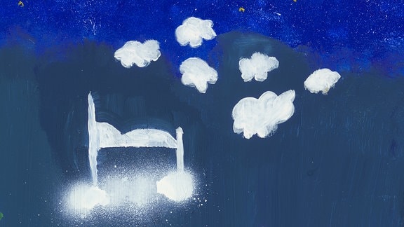Ein von einem Kind gemaltes Bild zum Schlaflied "Püppchen, schlaf in guter Ruh"